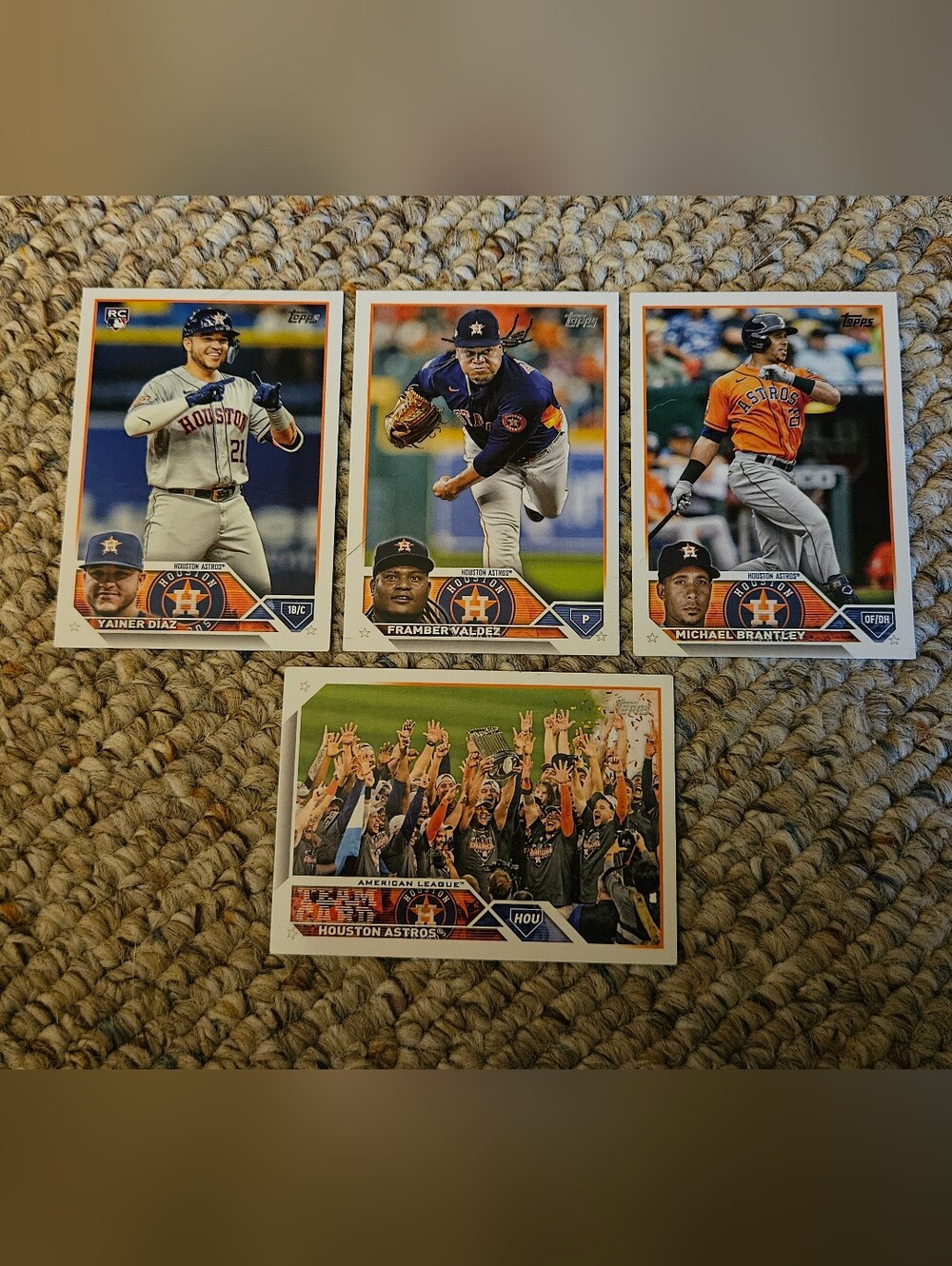Topps Houston Astros Yainer Diaz, Framber Valdez, Michael Brantley and Team Card